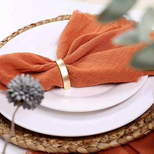 Dloapesy Cheesecloth Napkins, Set of 6, Weddings Decorative Napkins, Dinner Parties, Everyday use, Hand Dyed 100% Cotton Napkins(Terracotta, 42cm*42cm) - Image 2