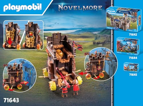Playmobil 71643 Char de Combat avec Canon à feu - Novelmore - avec Trois Chevaliers Burnham Raiders - Comprenant Divers Accessoires pour des batailles palpitantes - Dès 4 Ans