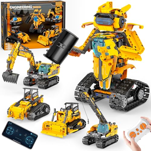 5in1 STEM Robot Building Kits for Kids 6-14, Remote & APP Control...