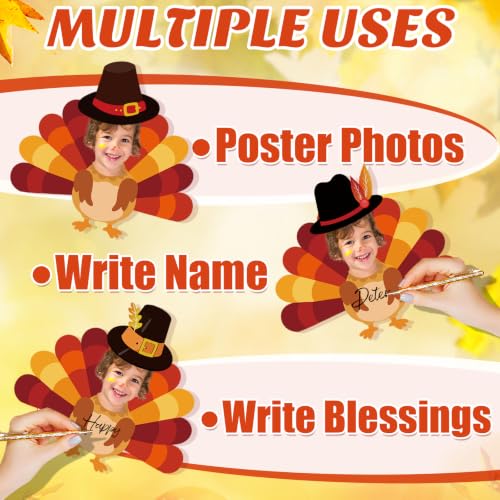 Image of 48 Sets Thanksgiving Turkey Cutouts Thanksgiving Turkey Bulletin Board Photo Cutout Fall Bulletin Board Decor Autumn Harvest DIY Craft Art School Home Party Favor