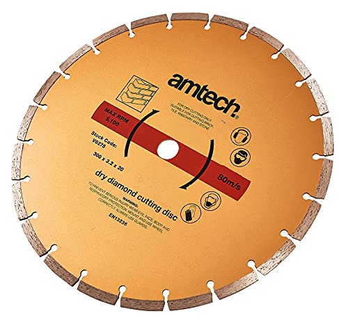 Image of Amtech - 300mm Diamond Cutting Disc, Heavy-Duty Segmented Blade for Brick, Tile, Masonry and Stone Cutting Tasks