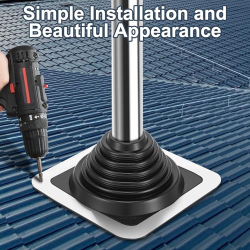2 Pcs Metal roof 8 Inch Vent Boot Chimney Flashing roof Jack Pipe Vent for Pipe Diameters 1/4-5-3/4 Sleeve Square Base Stove by mekueeex - Image 5