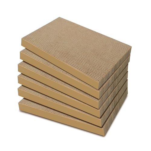 Image of Cat Scratchers 6 Packs Refill Cat Scratching Pad Cardboard for Indoor Cats and Kitten, All Breeds Cat Scratch Pad Board Easy for Cats to Scratch