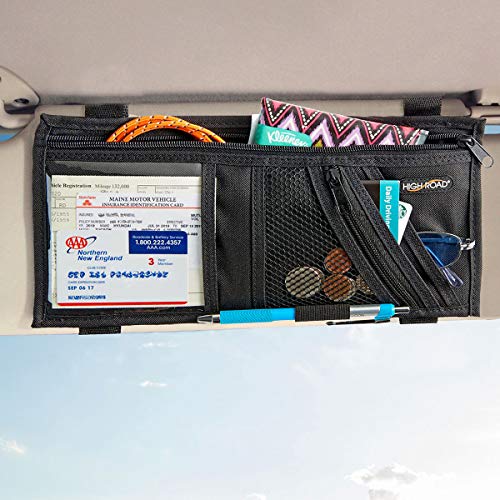 High Road Car Visor Organizer with Adjustable Straps