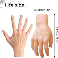 Vista 4 de Medou 2 piezas de decoración espeluznante de Halloween, manos humanas falsas, partes de cuerpo muerto sangriento, decoración de casa embrujada