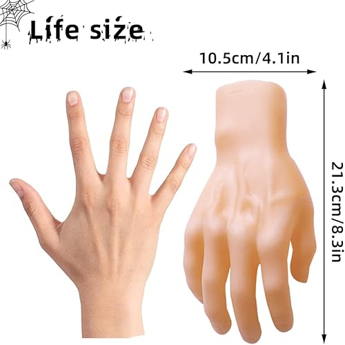 Miniatura 4 de Medou 2 piezas de decoración espeluznante de Halloween, manos humanas falsas, partes de cuerpo muerto sangriento, decoración de casa embrujada