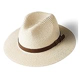 FURTALK Sombrero de Paja de ala Ancha Unisex para Hombres y Mujeres Sombrero de Paja Ajustable