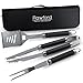 Rawford 3-teiliges Premium Grillbesteck-Set aus Edelstahl mit hochwertigen Langen Polymergriffen - Grillzubeh&ouml;r mit Grillzange, Grillwender, Fleischgabel, Aufbewahrungstasche, sp&uuml;lmaschinengeeignet