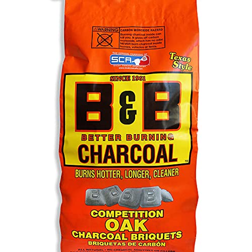 B&B Charcoal Slow Burning Oak Charcoal Briquettes With All Natural Smoky Flavoring For Grills, Barbecues, And Pitmaster Competitions, 17.6 Pounds #TOP3