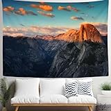 Yosemite Tapestry Wall Hanging Half Dome Of Yosemite During Sunset Living Room Bedroom Decoration Tapestry Curtain 60×50 In