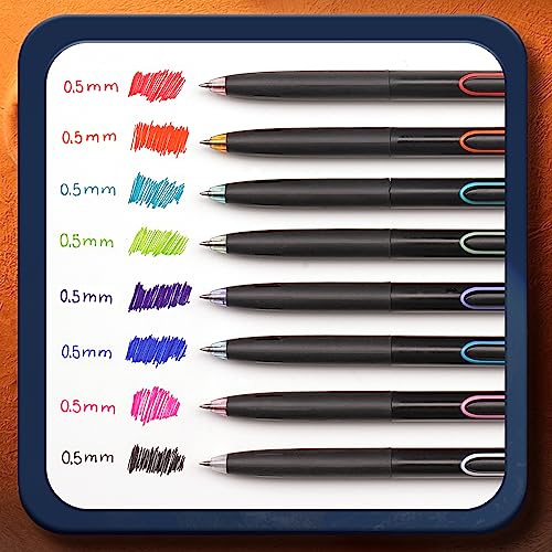 Image of WRITECH Retractable Gel Ink Pens: 0.5mm Fine Point Pen Multicolor No Smear & Smudge for Journaling Sketching Drawing Extra Smooth Writing Non Bleed Silent Click Pen Set 8ct - Assorted Colors