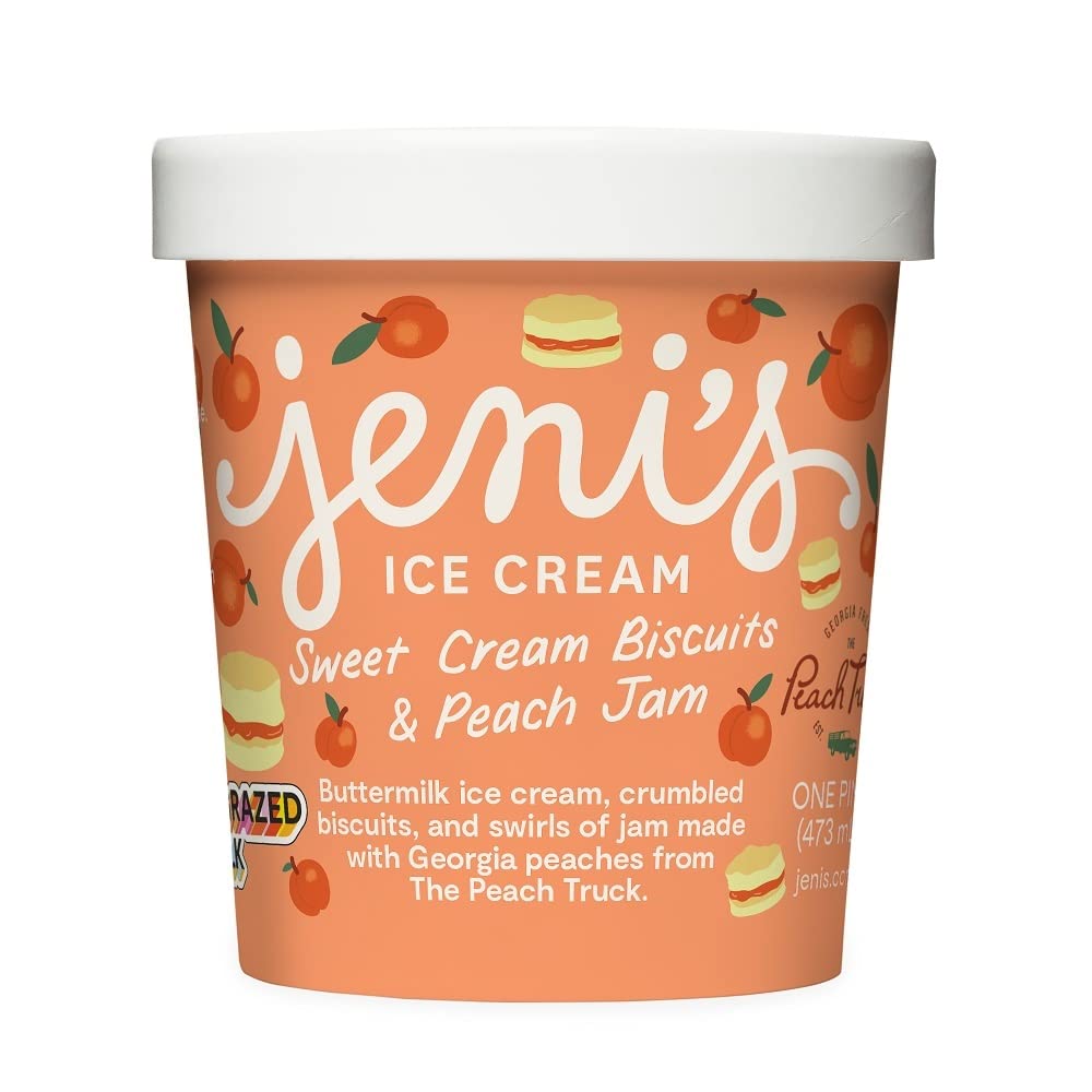 JENIS SPLENDID ICE CREAMS Sweet Cream Biscuits & Peach Jam Ice Cream, 1 PT