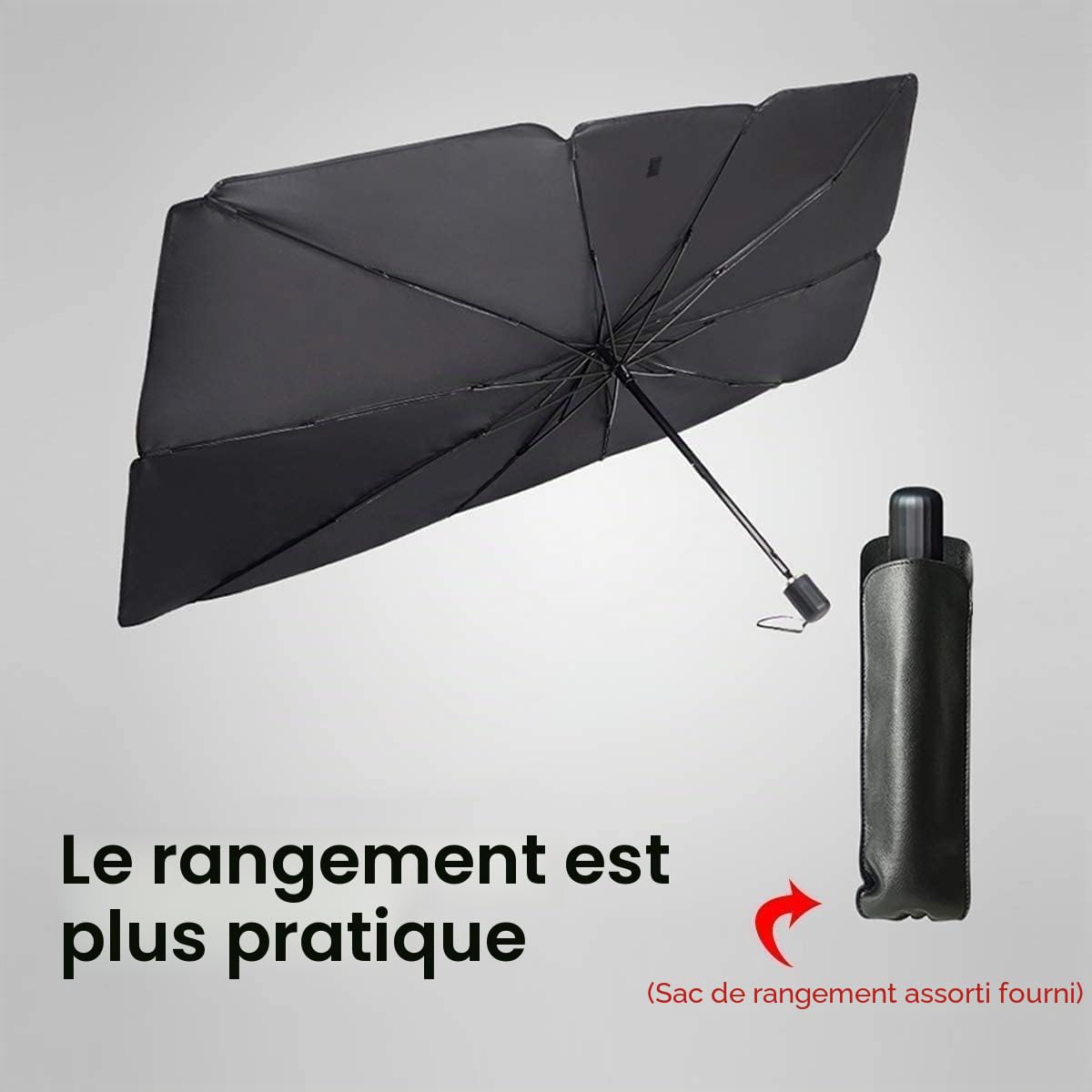 Pare-Soleil Voiture Pliable, Protection Pare-Brise Anti-UV, Écran Solaire Voiture, Parasol Auto avec Étui, Compatible Voiture SUV Camion (sans Ouverture)