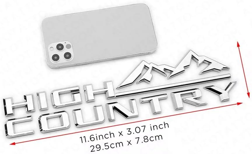 2Pcs High Country Emblems Side Door Letter Logo Car Badge Nameplate Replacement for 2019-2025 Tahoe Silverado (2Pcs Side Emblems - Chrome)