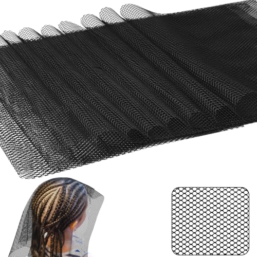 Luinabio 10 Pcs Black Hair Net 12 x 18 Inch Stretch Weaving Nets Hair Accessories for Sew in Weave Comfortable Weaving Sew Net for Salon Costume Parties and Home Use