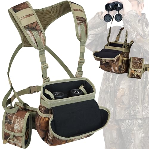 Wild Cedar Binocular Harness Chest Pack with Rangefinder Pouch, Bino Harness with Rain Cover for Bird Watching, Hunting, Hiking