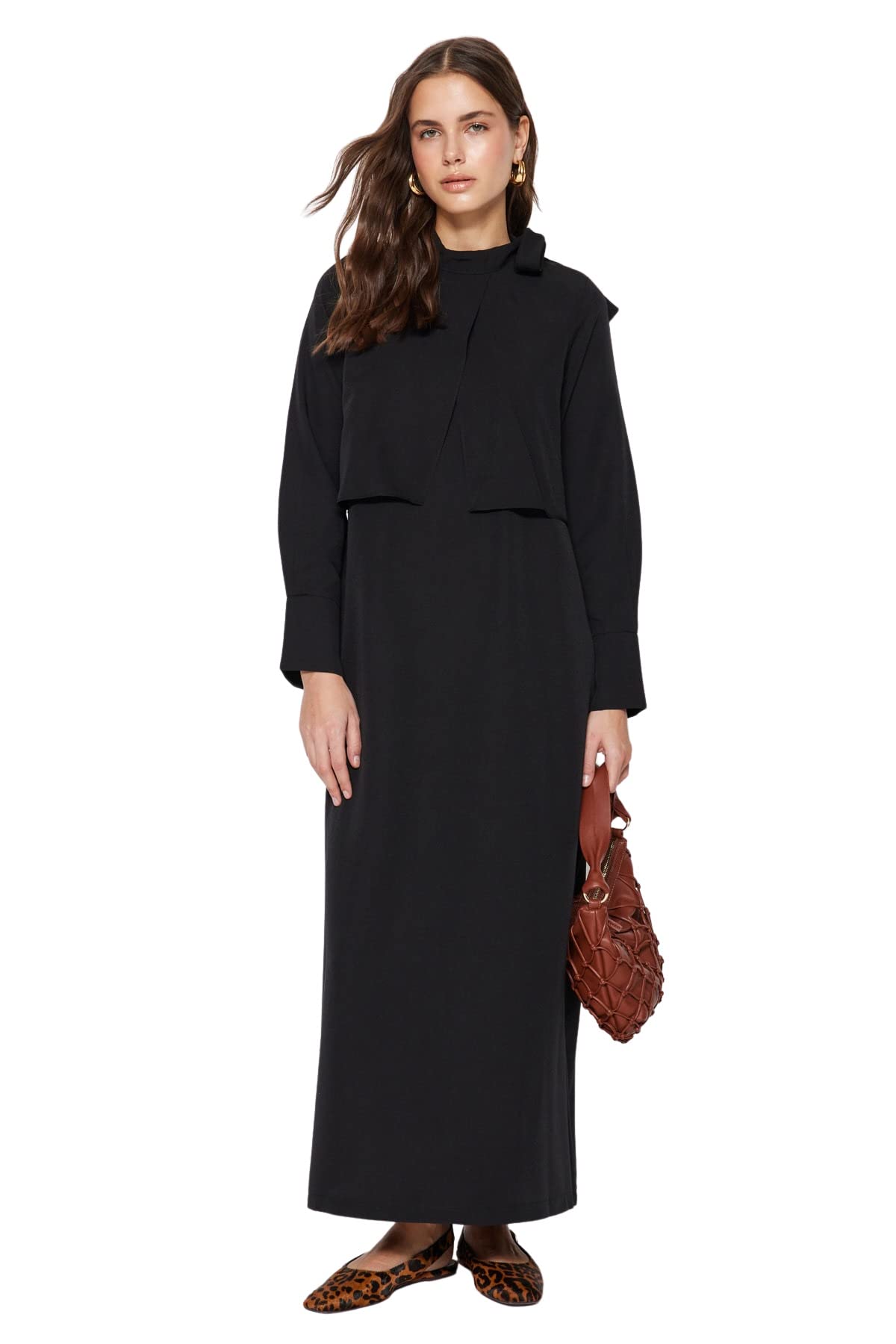 Trendyol Damen Gerade Maxi Lange Ärmel Lässig/Lässig Regulär Hijab-Kleid