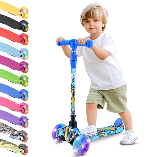 Hurtle Patinete, Scooter para niños, 3 Ruedas, Liviano, Luces LED, Antideslizante