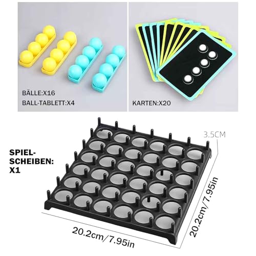 Bouncing Ball Tischspiel, Bounce Off Game mit 16 Bällen, 20 Herausforderungskarten, Desktop Bouncing Toy für Kinder, Familie und Party, für Kinder ab 7 Jahren (A)