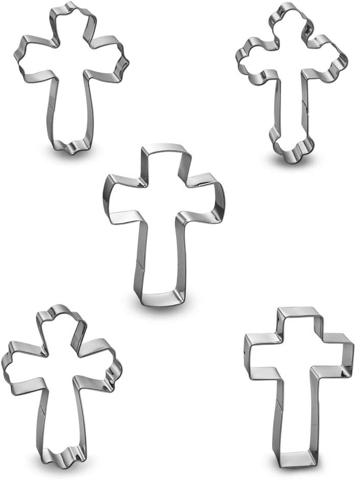 Cross Cookie Cutter 4 Inch Set -5 Pieces in Different Shapes Stainless Steel