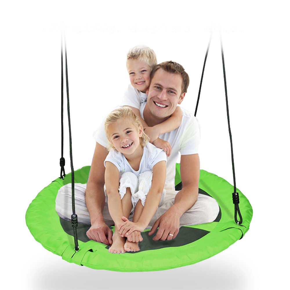 OHMG - Columpio de nido de pájaro, redondo, diámetro de 100 cm, para colgar para niños, adultos, jardín al aire libre, peso máximo 100 kg, para el jardín para colgar (verde)