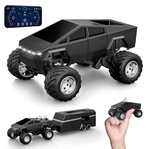 OSIMILY MINI RC Car,APP Controlled 1:64 Scale Alloy Off Road MINI RC Truck | Remote Control Car Speed/Steering Adjustable | 2.4Ghz Monster Truck Toys | Birthdays Gift for Boys Girls & Adults