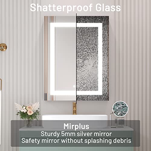 Mirplus 26X20 Inch Bathroom Medicine Cabinet With Led Mirror, Anti-Fog, Waterproof, 6000K Single Door Lighted Bathroom Cabinet With Touch Swich, Recessed Or Surface Mount (Right Door) #TOP7