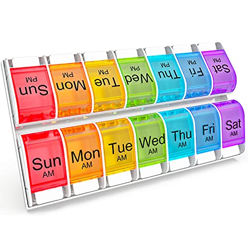 7 Days AM PM Pill Organizer 2 Times a Day Large Weekly Pills Case, BPAFree Pills Box