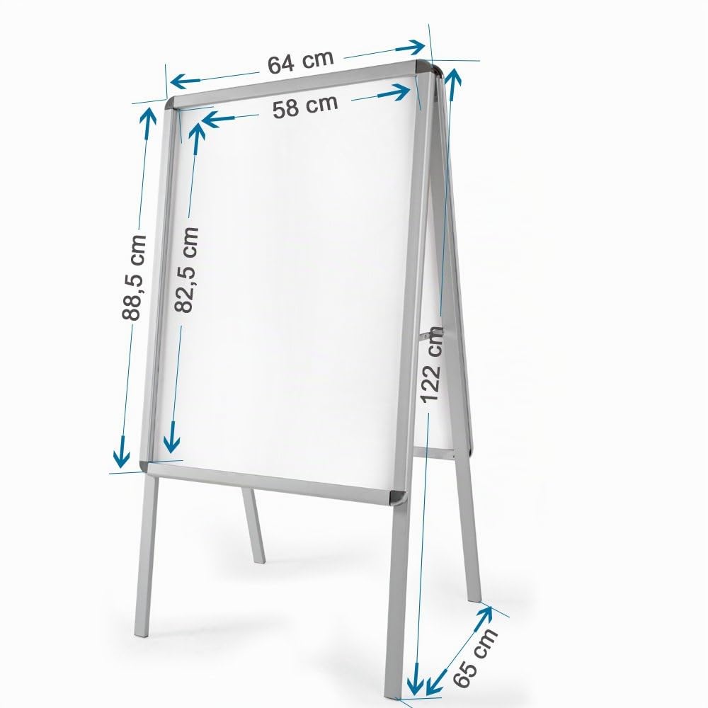 tectake® Vitrina Expositora de Exterior, Caballete Publicitario Din A1 Doble Cara Resistente a la Intemperie y Plegable con Marco de Aluminio Incluye Láminas Protectoras - Para Carteles DIN A1