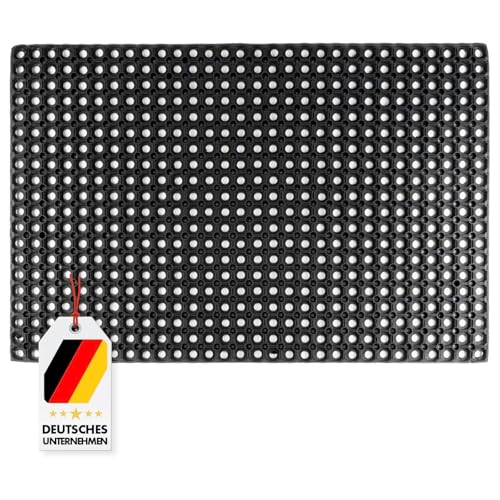 KARAT Ringgummimatte - Türvorleger, Schmutzfangmatte - Fußmatte aus Gummi - Schmutzfangmatte, Fußabtreter, Wabenmatte, Gummimatte, Drainagematte Octodoor (60 x 80 cm)