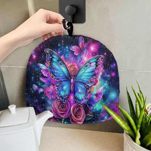 Image of Rose Flower Butterfly Vintage Decorative Tea Cosy Insulated Tea Cozies for Teapot Breakfast Warmer Kettle Cover Home Kitchen Accessory