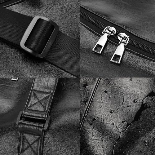 FUNSEED Gym Duffle Bag for Women and Men, Weekender Travel Overnight PU Carry-on Luggage (Large)3