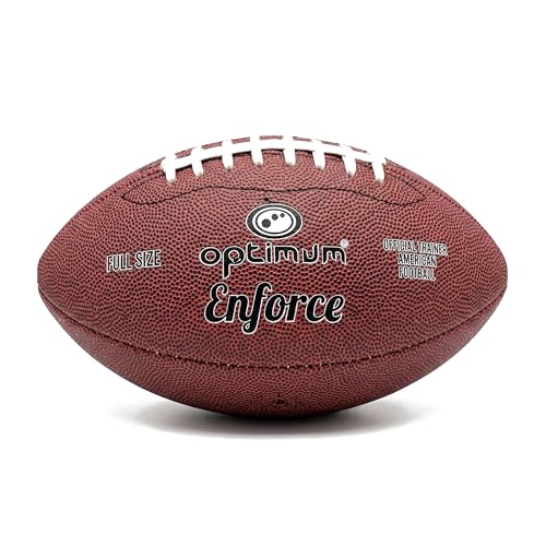 Optimum Enforce American Football Ball – Official Size Training Ball with Tyre Grip Surface, Durable Rubber Construction for All-Weather Practice & Match Play