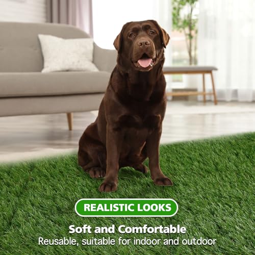 Image of XLX TURF Interlocking Fake Grass Pad for Dogs Potty Tiles - 9 Pack 12 inch X 12 inch Square Artificial Grass Pee Mat for Puppy Tray Self Draining Indoor Outdoor Use