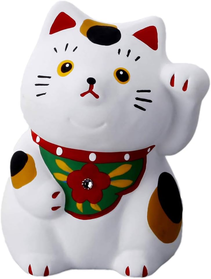 品質のいい 2 22迄限定値引き✨お金呼び 招き猫 古風》白猫右手上げ6号