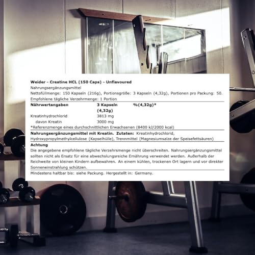 Creatin Weider HCL 150 Kapseln, 1er Pack mit 216 g
