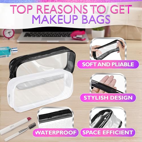 Small Makeup Bag for Purse – 2 Pcs Clear Zipper Pouches, Soft, Elastic, Waterproof Plastic Small Cosmetic Bag for Purse, Space-Efficient, Stylish Design – Great for Organizing Essentials on the Go4