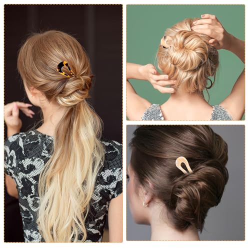 image for Ptwola 3 Pack French Hair Pin U Shaped Acrylic Twist Stick Hair Fork W