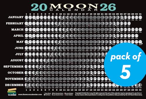 2026 Moon Calendar Card (5 pack):...