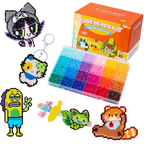 MOOB 40000 Pcs Fuse Beads Set, 72 Colors 2.6mm Mini Melting Beads Craft Kit with Pegboard, Tweezers & Colorful Hooks, Arts and Crafts Supplies for Christmas Home School Girls Boys（No Mini Craft Iron） — view 3