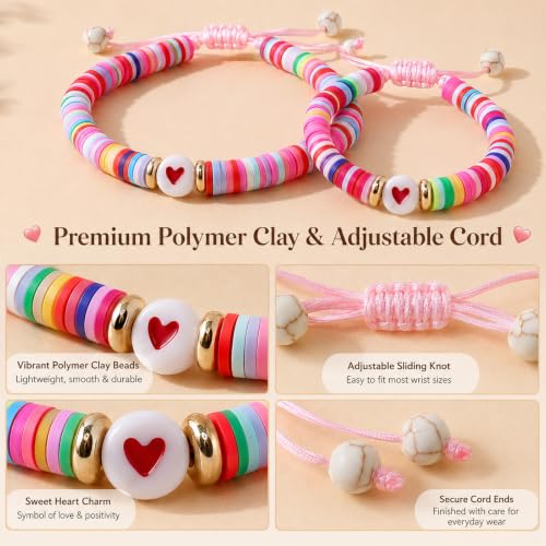 Image of First Day of School Matching Heart Bracelets for Mommy and Me,Back to School Supplies Gifts Mother and Daughter Bracelets