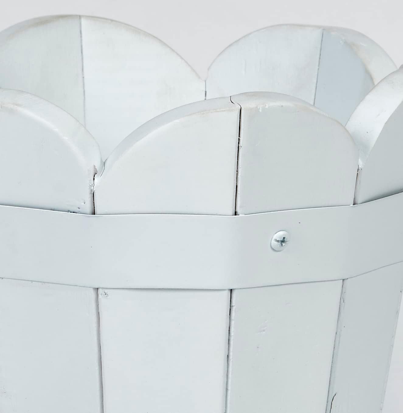 Worth Imports White Round Curved Acacia Wood Planter 7.5" x 7.5" x 7"