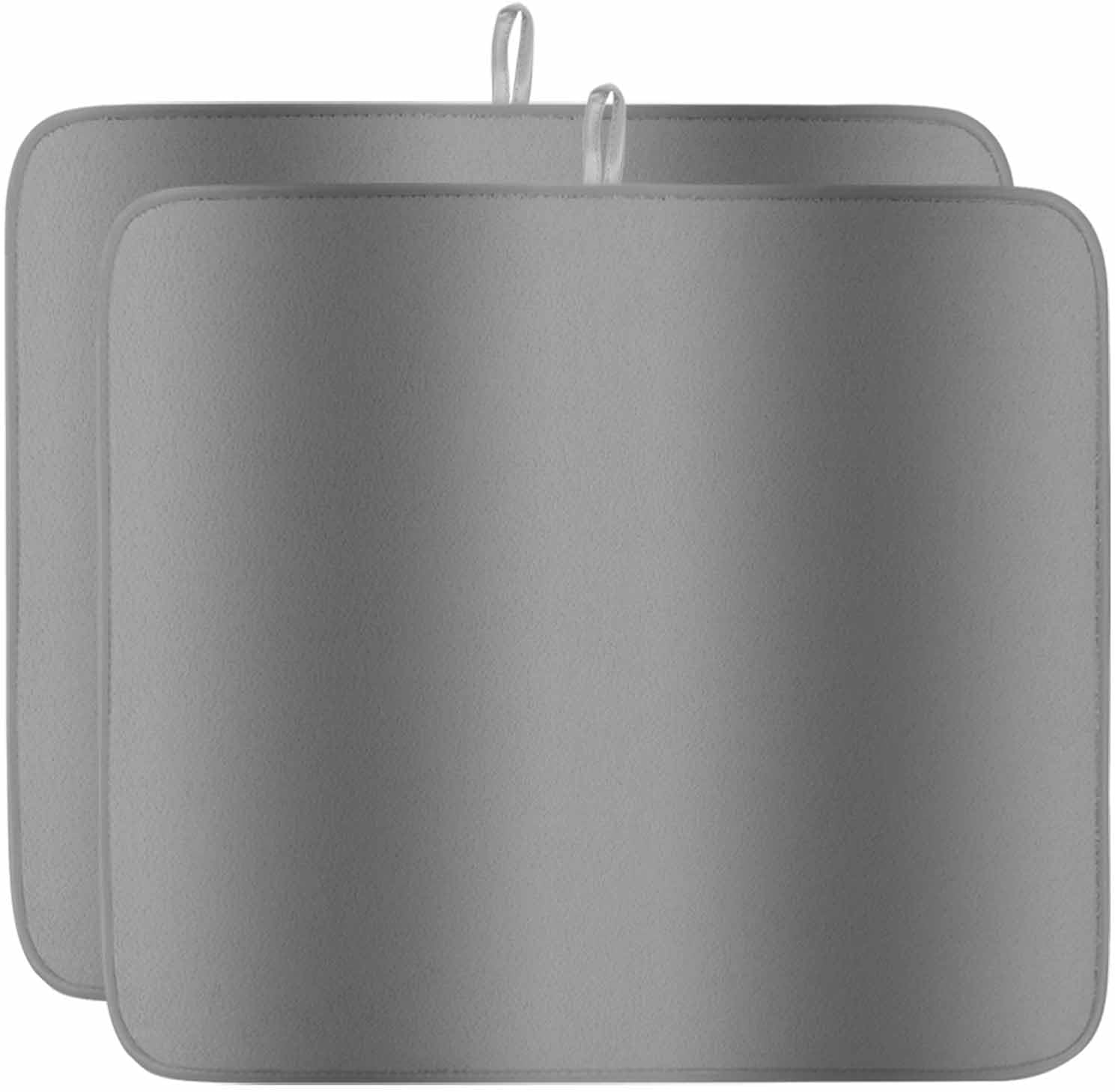 Dish Drying Mat Set of 2 Gray Gradient Texture Microfiber Absorbent Reusable Washable Dish Drying Rack Mat Abstract Ombre Grey Coffee Mat for Coffee Maker Bar Kitchen Countertops 18x24inch