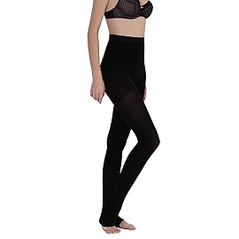 AMZAM Medical Compression Pantyhose for Women Men, 15-20 mmHg Graduated Compression Tights, Opaque Toeless Compression Stockings Waist High Support Tights for Edema, Varicose Veins, DVT,Black 3XL