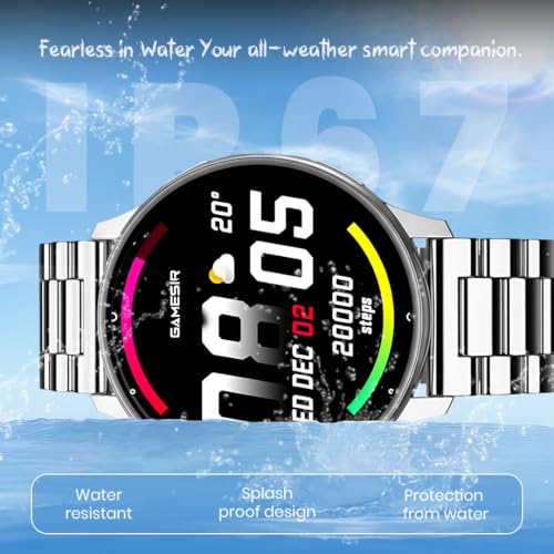 Image of GameSir Active 2 Smartwatch for Men & Women, 1.39 inch HD Round Display, Bluetooth Calling, Heart Rate & SPO₂, 100+ Sports Modes, IP67, Long Battery Life for Android & iOS (Metal Silver)