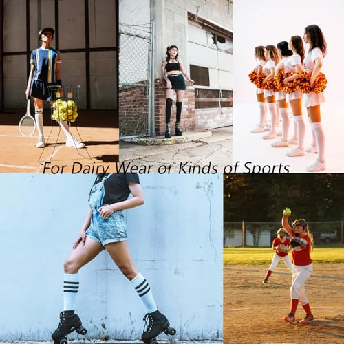 Womens Knee High Socks Long Socks for Women Athletic Sports Thigh High Stockings Casual Striped Tube Socks for Women4
