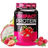 Nutrology TRIPACT Protein Powder, Superberry 7-in-1 Meal Replacement Shake with Grass Fed Whey Protein Powder, Greens, Probiotics & BCAAs, 40 Servings
