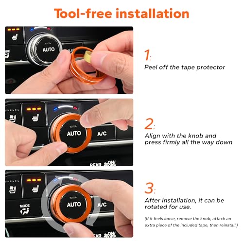 Polodunn for 2026 Honda Passport Accessories, 4pcs Aluminum Alloy Knob Covers Trim Kit (Orange) - Push Start Button & Air Conditioning. No-Tool Install, Interior Upgrade & Knob Protection by Polodunn - Used condition - Image 6