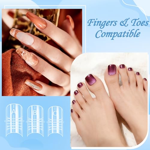 MELLIEX Foremki do paznokci 2 w 1, przezroczyste tipsy z pełnym i półpokryciem, sztuczne paznokcie do paznokci i palców, do manicure i pedicure w domu/salonie, 150 szt