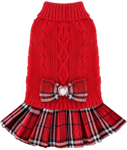 Robe pull pour petits chiens rouge en taille M vêtement d'hiver - 2